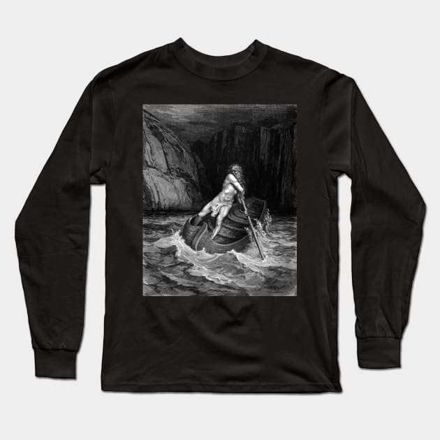 High Res Gustave Doré Illustration Charon the Ferryman of the Dead Long Sleeve T-Shirt by tiokvadrat